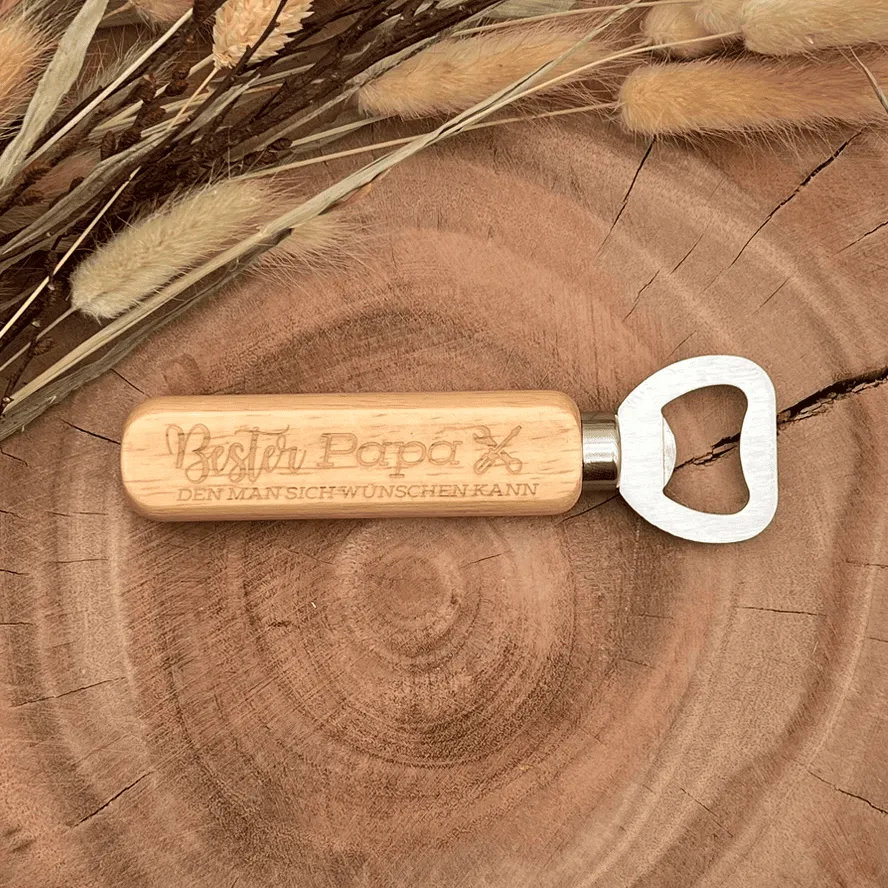 [A01771] Vatertagsgeschenk Flaschenöffner mit Gravur aus Holz  – „Bester Papa“