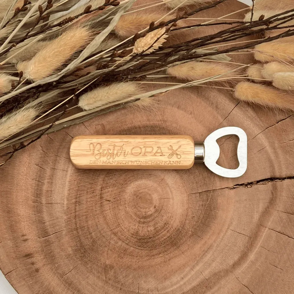 [A01772] Vatertagsgeschenk Flaschenöffner mit Gravur aus Holz  – „Bester Opa“