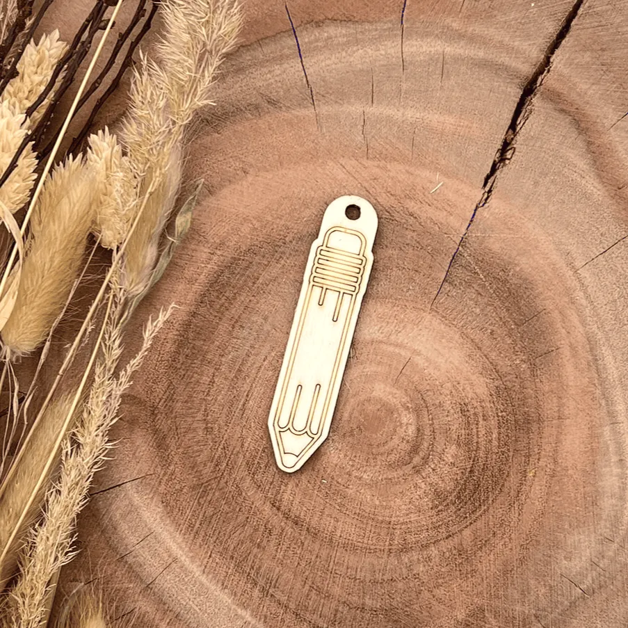 Anhänger Lineal Holz – Bleistift