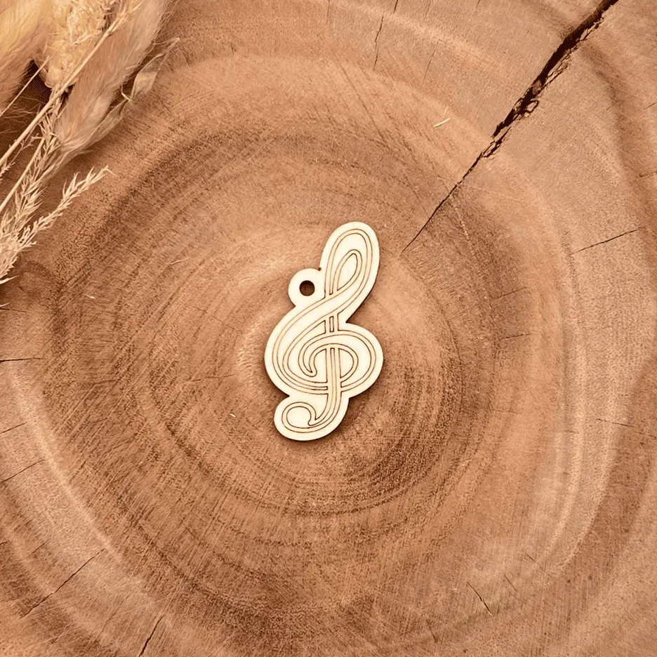 [A01726] Anhänger Lineal Holz – Musiknote