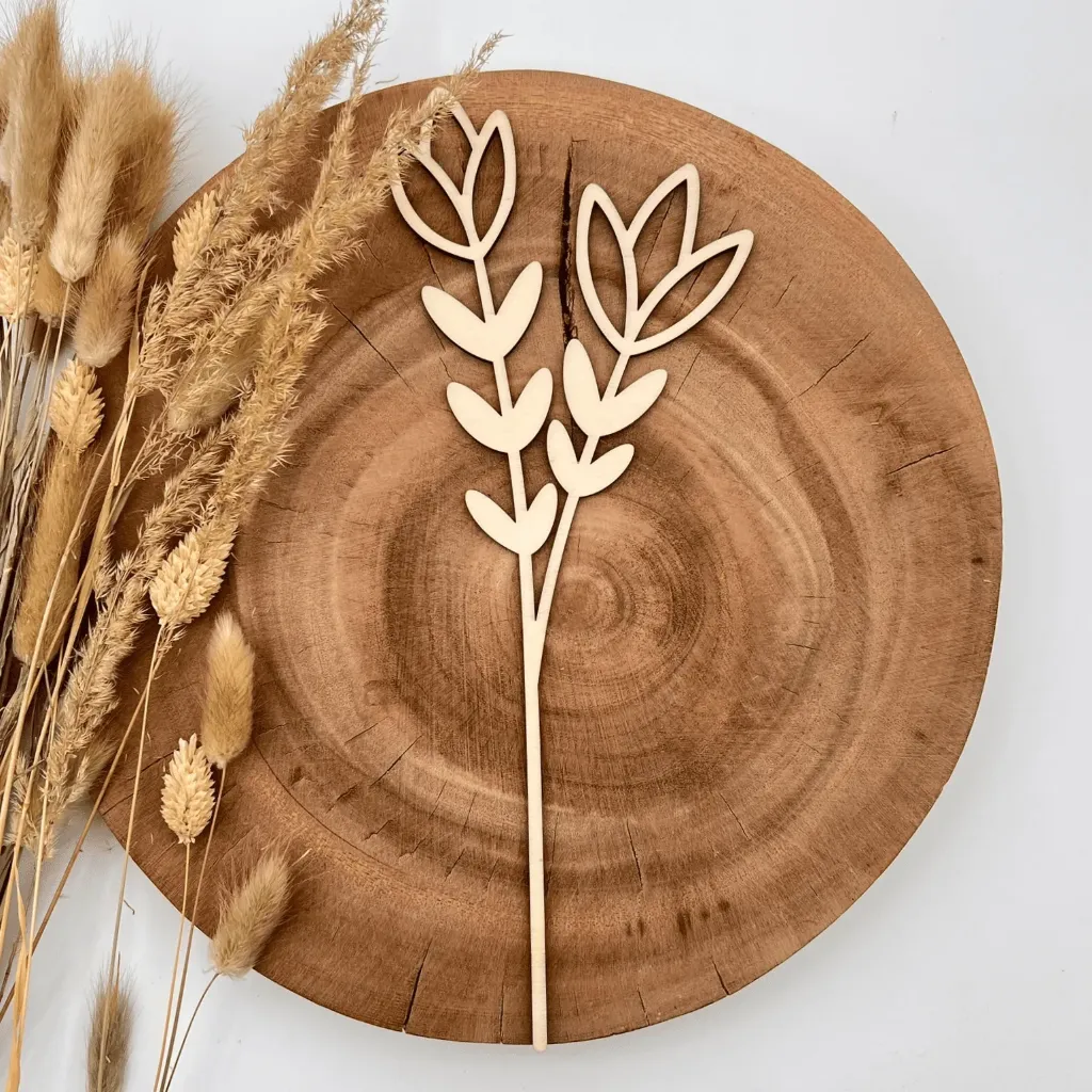[A00417] Wildblumenstecker filigraner Zweig aus Holz – feine Holzdeko für Vase