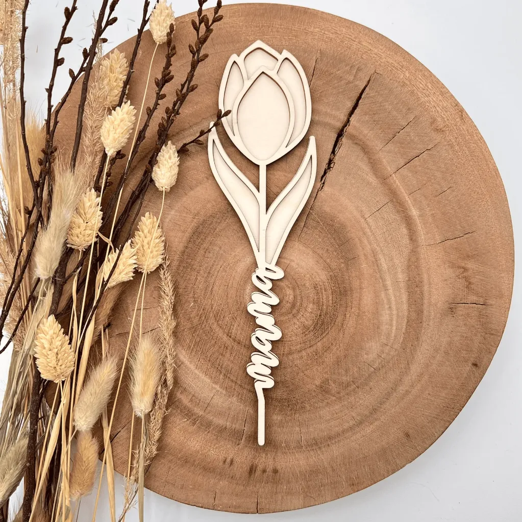 [A00297] Tulpe mit „Mama“-Stängel (Natur, 23,5 × 6,5 cm)