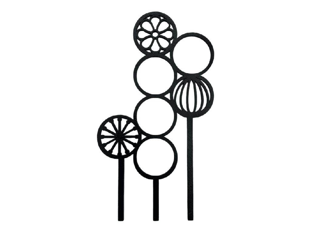 Pflanzenstecker aus Holz – Kreismuster | Designer-Blumenstecker