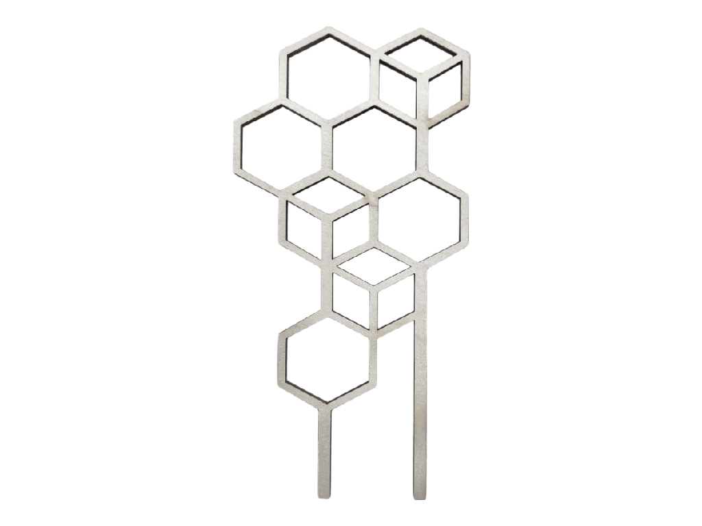 Designer-Pflanzenstecker Wabenmotiv aus Holz