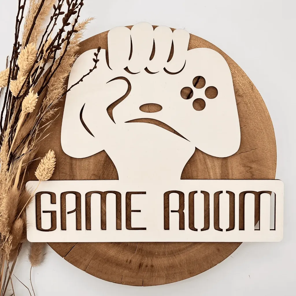 Holzschild „GAME ROOM“ – Gaming Wanddeko