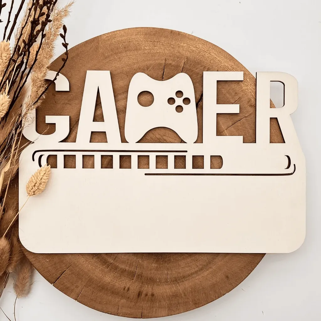 Holzschild „GAMER“ – Wanddeko fürs Gaming Zimmer