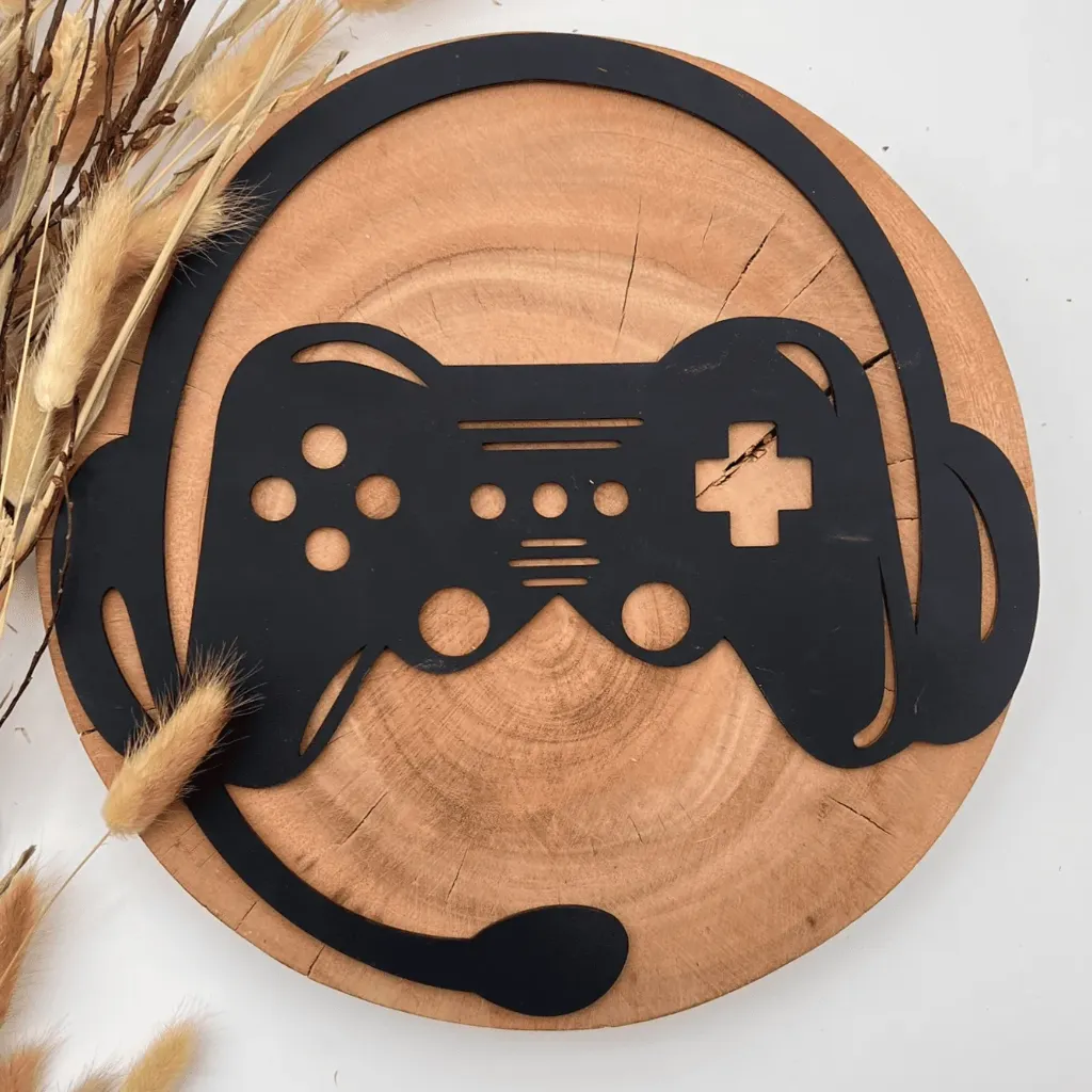 Holzschild Gamer Headset aus Holz – Deko für Zockerzimmer