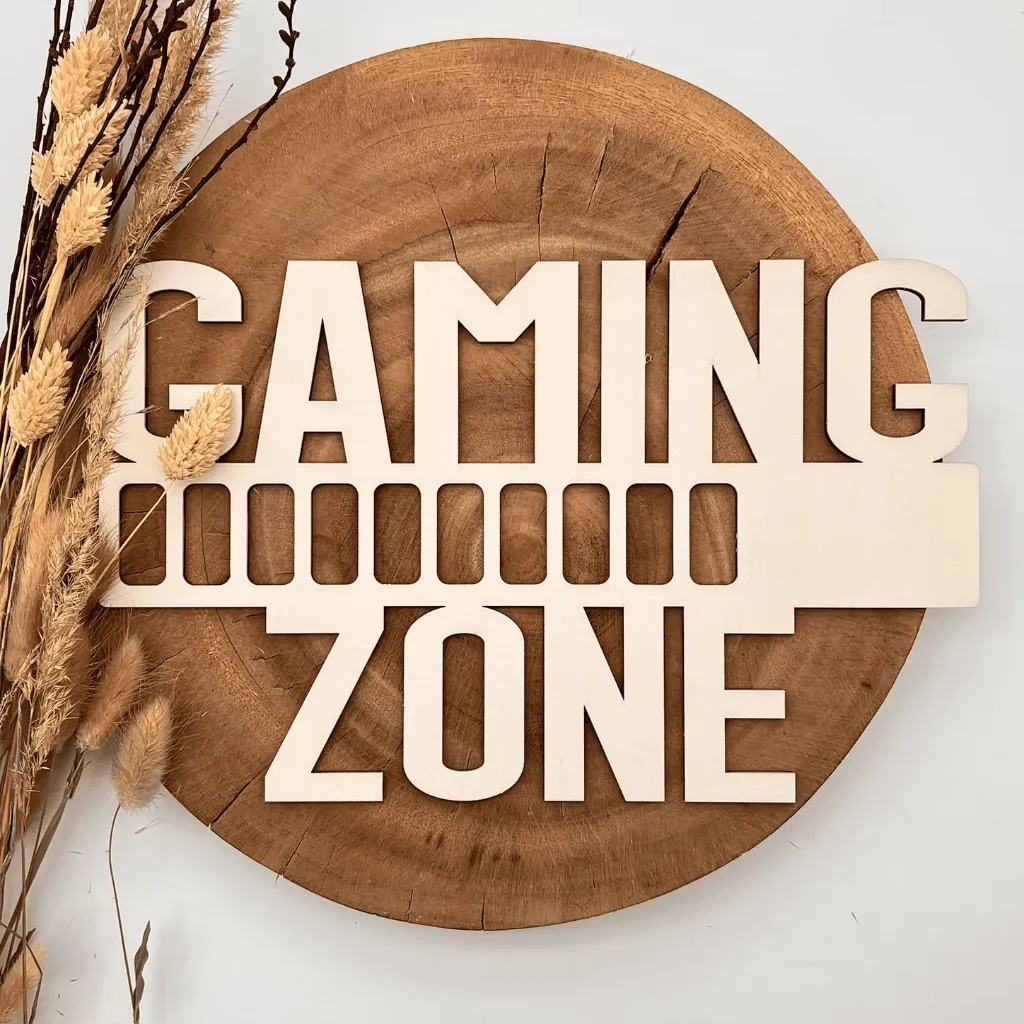 Holzschild „GAMING ZONE“ – Gamer Deko fürs Zockerzimmer