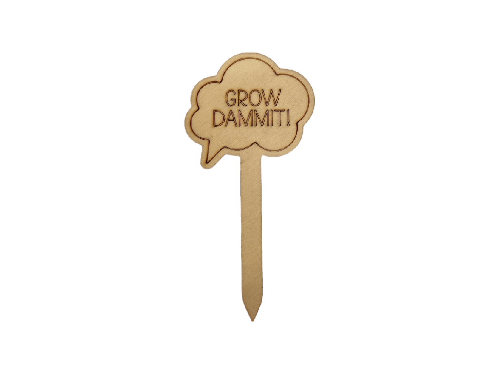 Pflanzenstecker aus Holz „GROW DAMMIT“