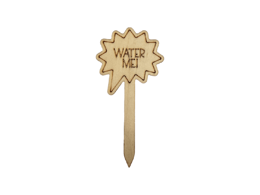 [A00685] Pflanzenstecker aus Holz „WATER ME!“ (Natur)