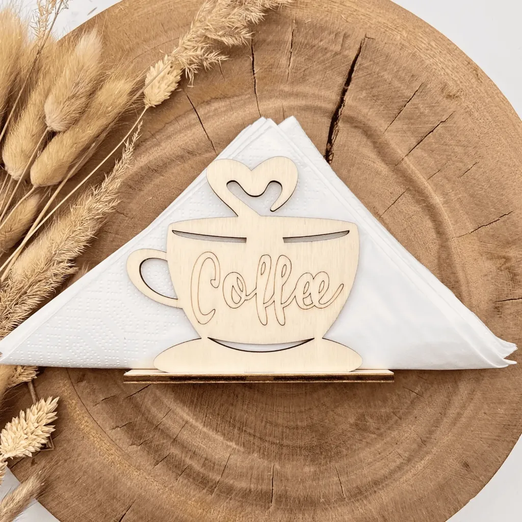 [A00279] Serviettenhalter aus Holz – Kaffeetasse