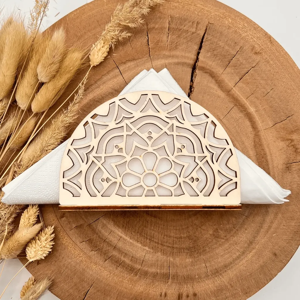 Serviettenhalter aus Holz – Mandala
