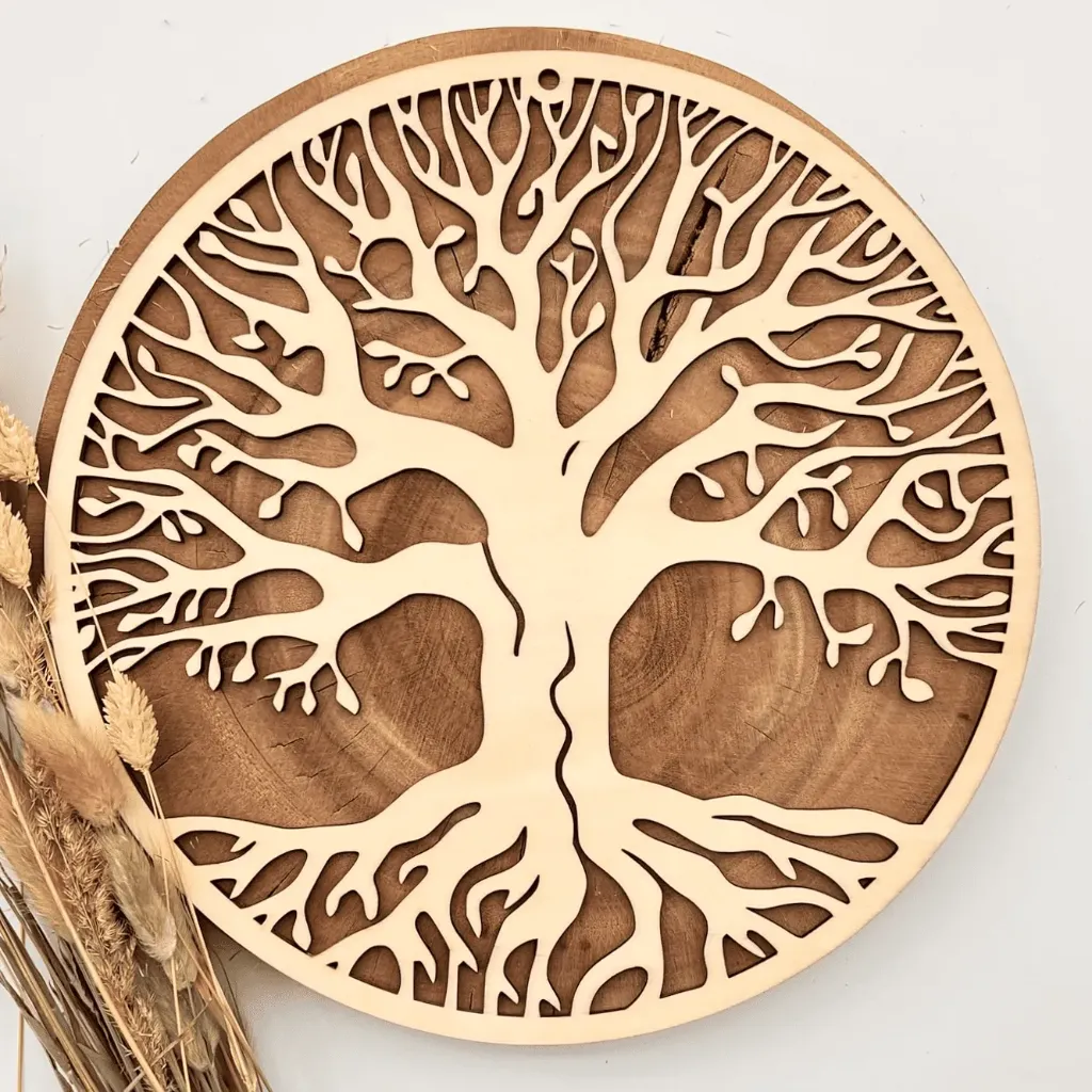 [A00341] Türkranz aus Holz mit Lebensbaum Motiv (Natur)