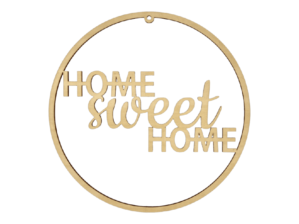 [A00339] Türkranz „Home sweet home“ aus Holz (Natur)