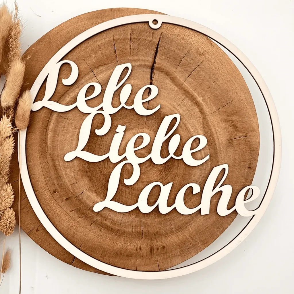 Türkranz aus Holz „Lebe, Liebe, Lache“