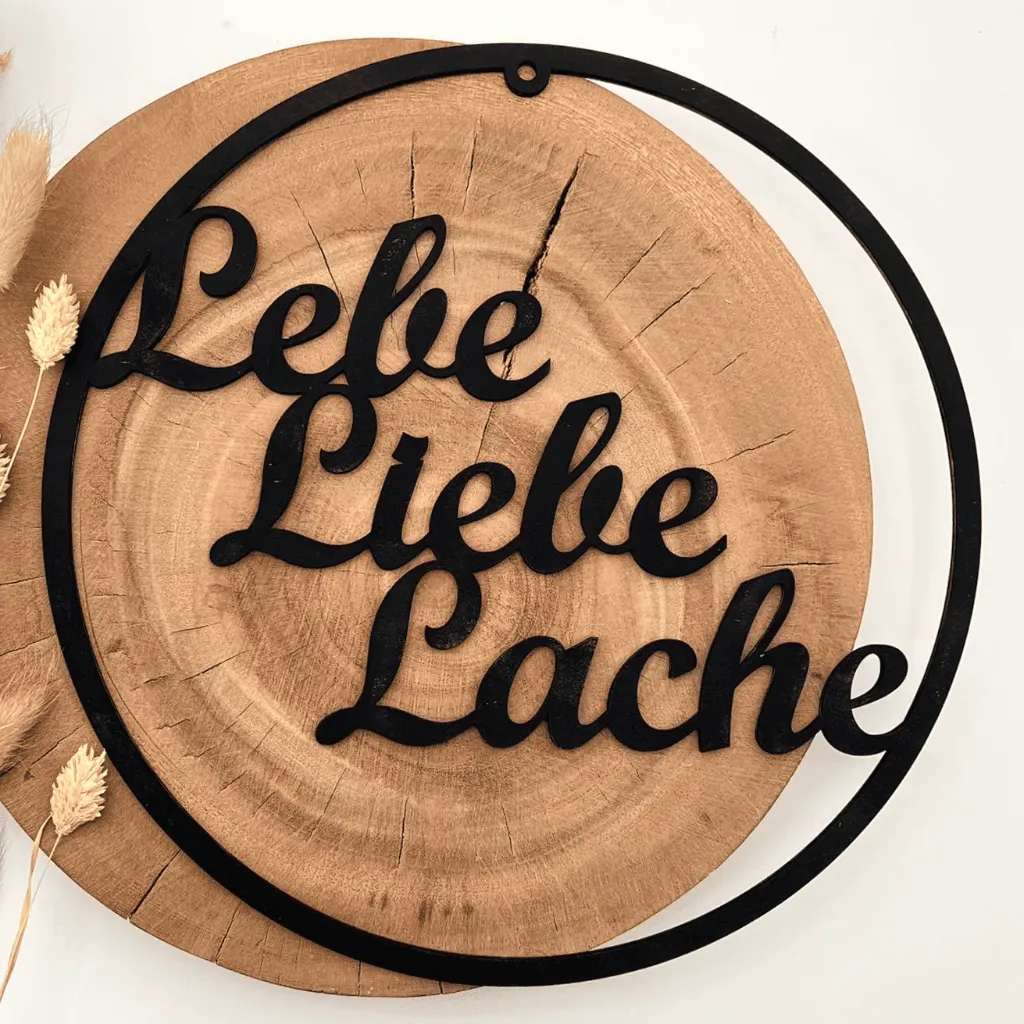 Türkranz aus Holz „Lebe, Liebe, Lache“