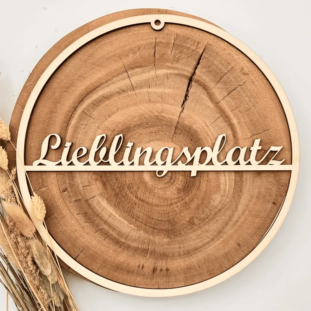 [A00342] Türkranz aus Holz „Lieblingsplatz“ (Natur)