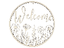 Türkranz „Welcome“ aus Holz mit Blumenmotiv