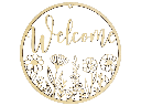 Türkranz „Welcome“ aus Holz mit Blumenmotiv