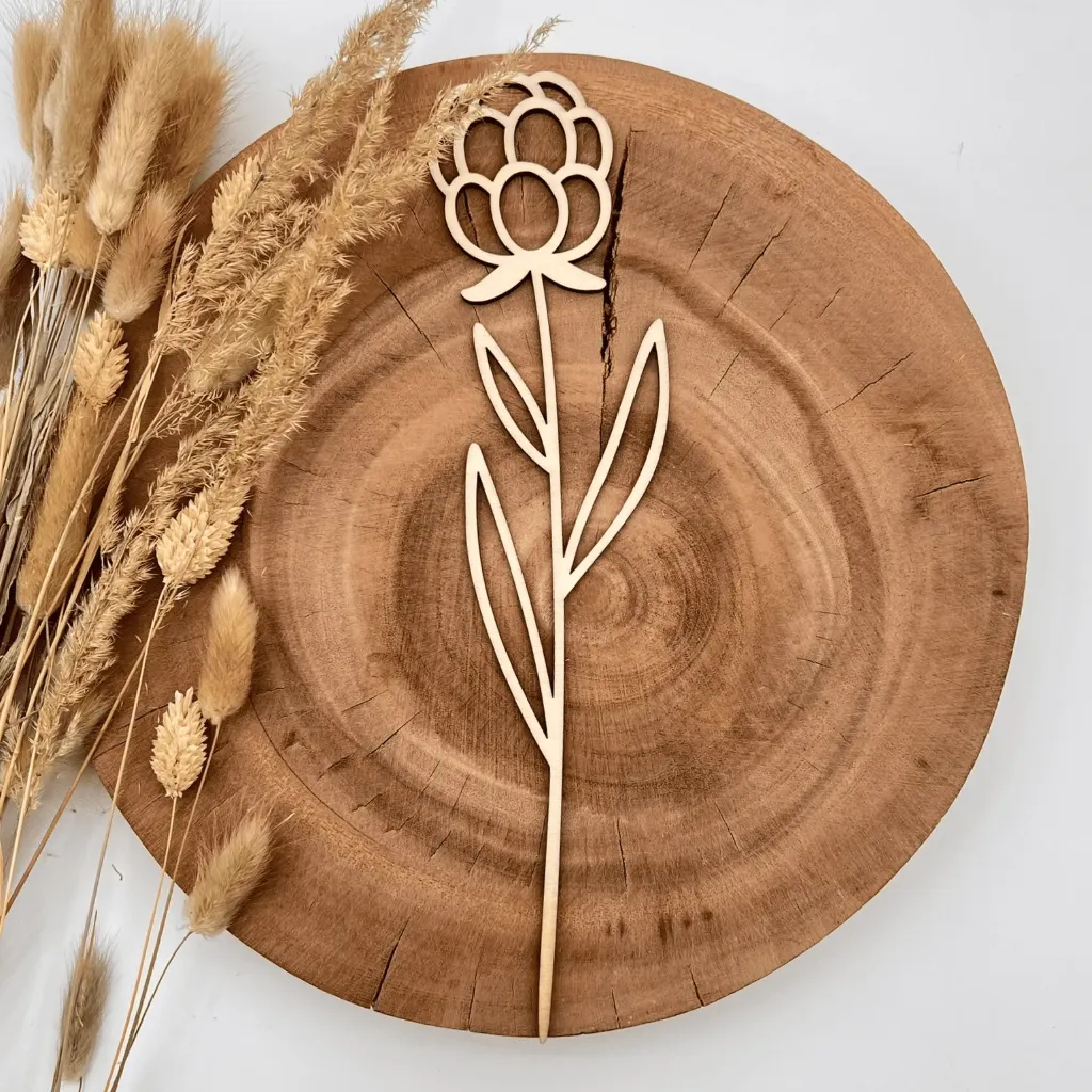 [A00414] Wildblumenstecker Wildrose aus Holz – florale Holzdeko