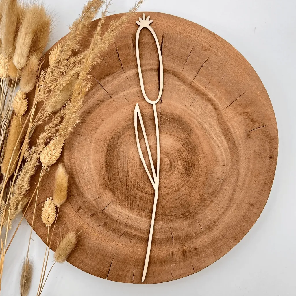 [A00420] Wildblumenstecker Mohnkapsel aus Holz – minimalistische Vasen-Deko