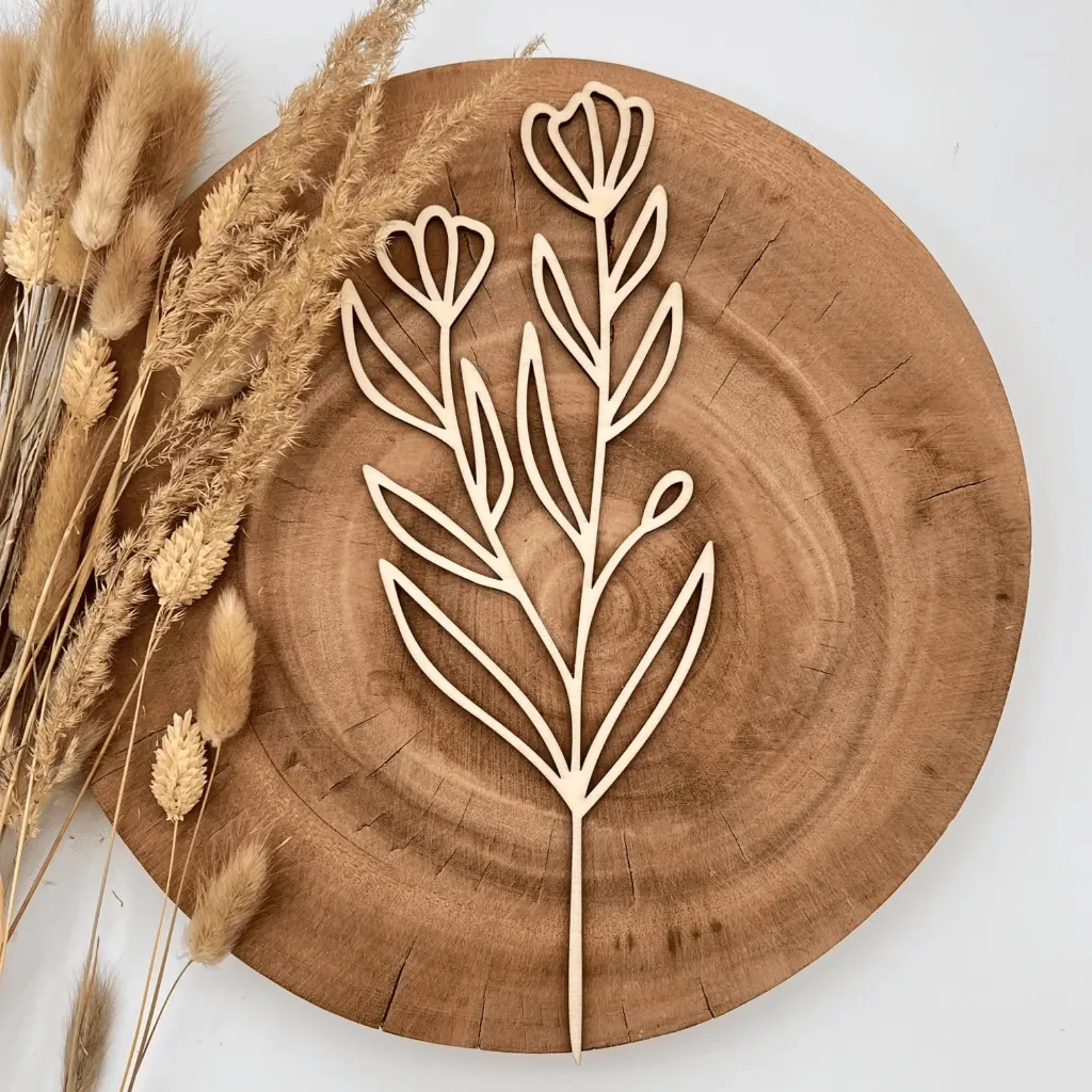 [A00422] Wildblumenstecker Blütenzweig aus Holz – dekorativer Blumenstecker