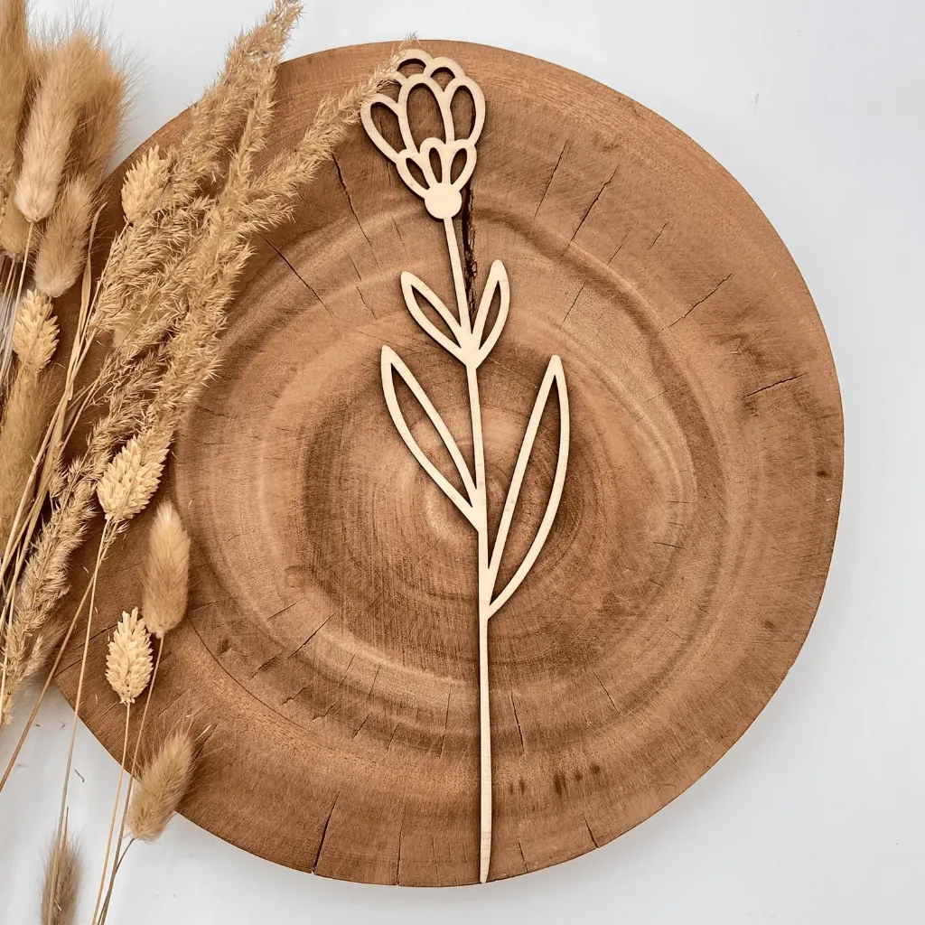 Wildblumenstecker Knospenzweig aus Holz – dezente Holzdeko für Blumen