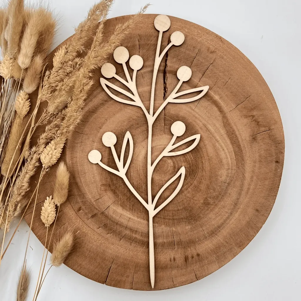 [A00429] Wildblumenstecker Beerenzweig aus Holz – Holzdeko für Vase und Trockenblumen