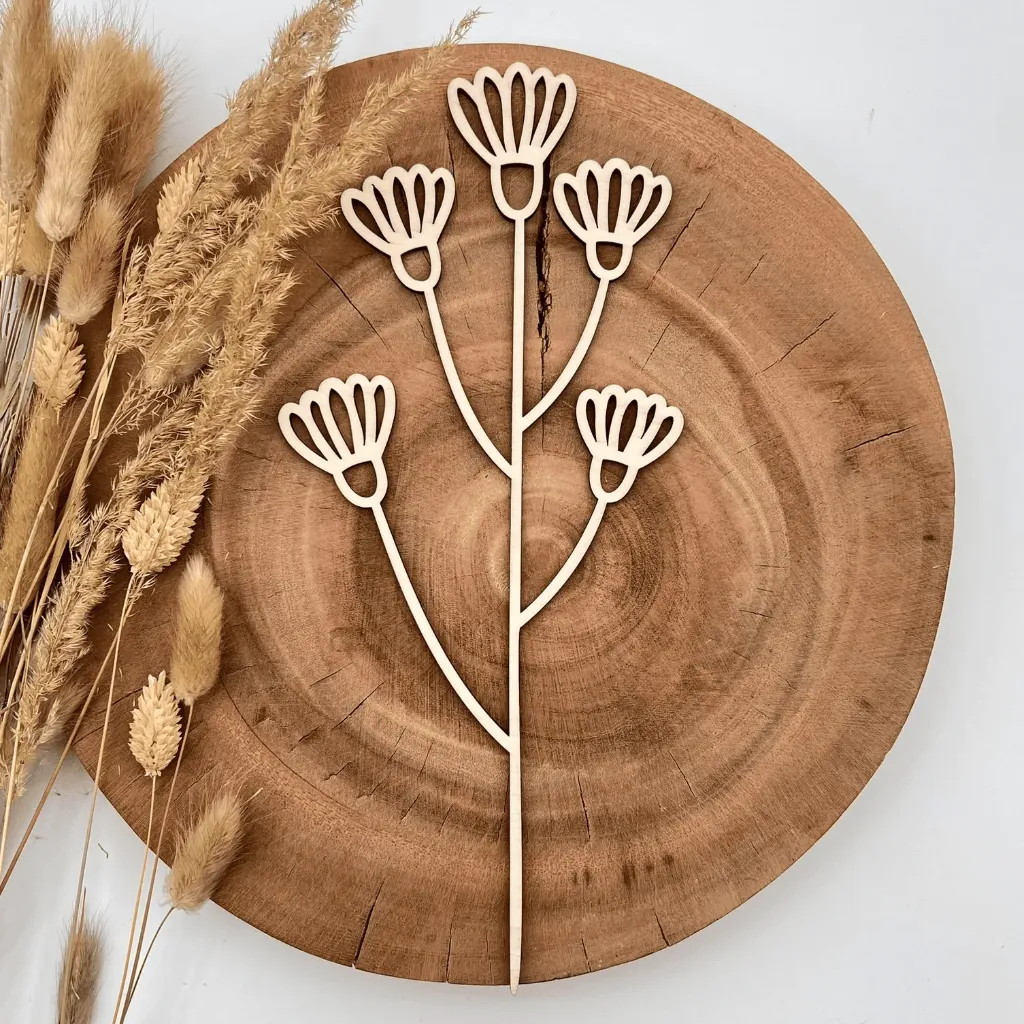 [A00430] Wildblumenstecker Schleierkraut aus Holz – Dekostecker für Vase und Bilderrahmen