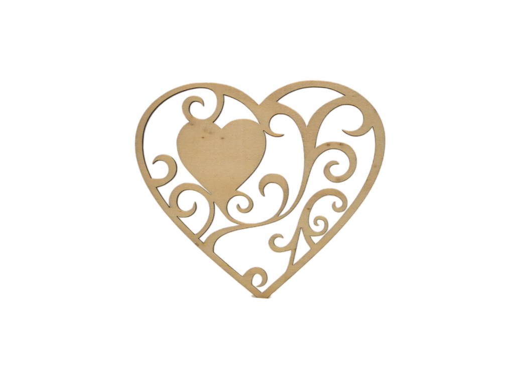 [A00796] Herzdekoration - Herz (Natur, 13 × 11,5 cm)