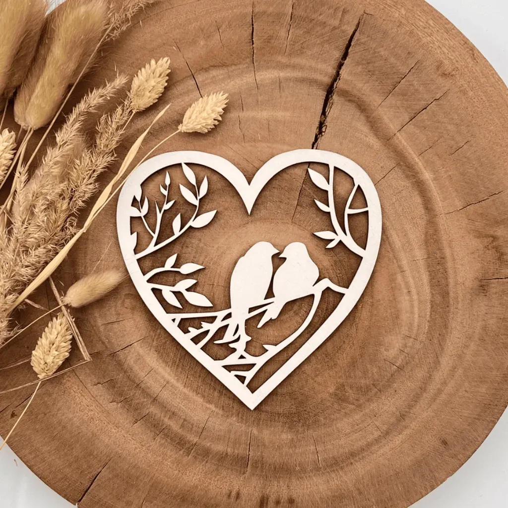 Herz Deko aus Holz – Verliebte Vögel