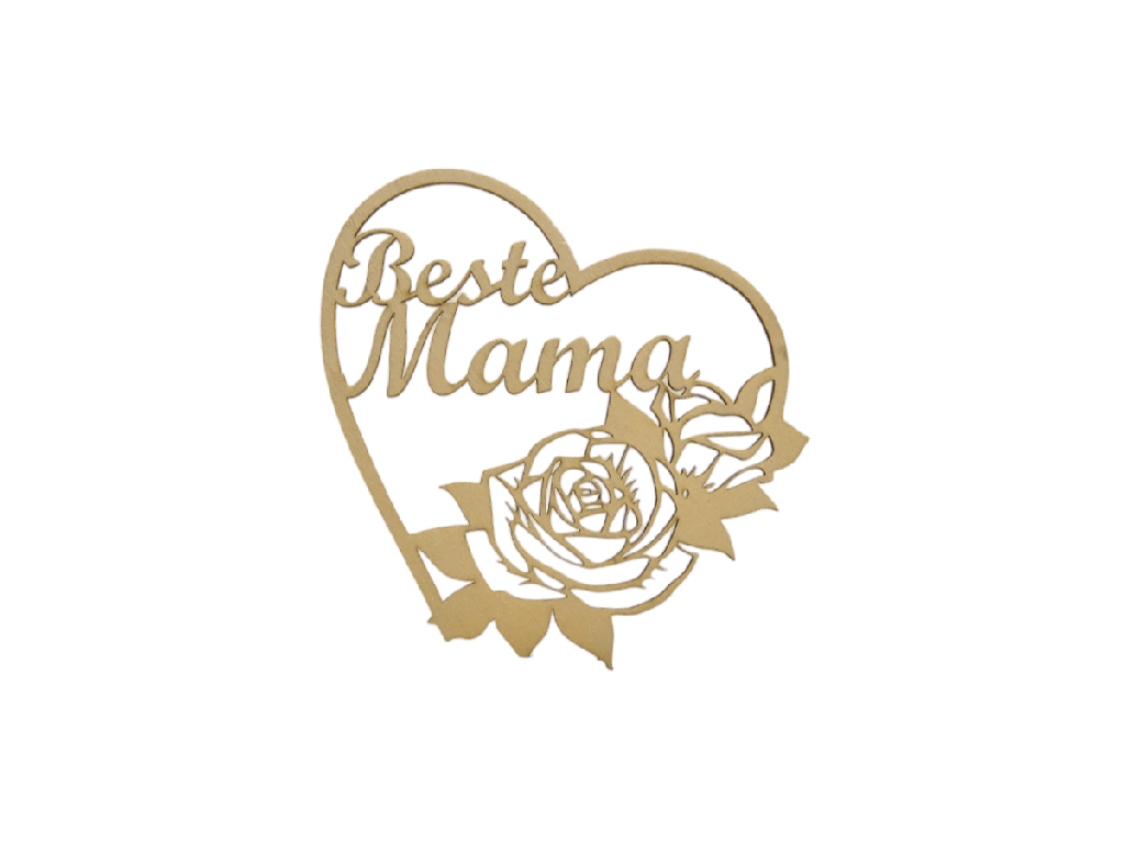 [A00615] Herzdekoration „Beste Mama“ (Natur, 13 × 26 cm)