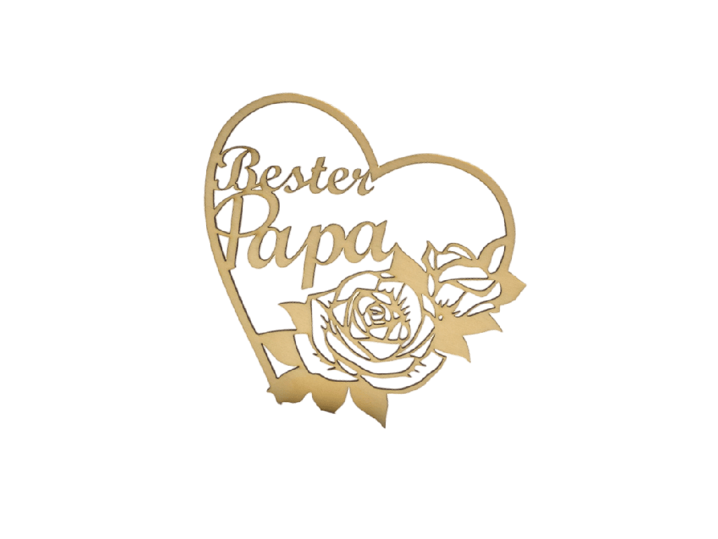 [A00941] Herzdekoration „Bester Papa“ (Natur, 13 × 26 cm)