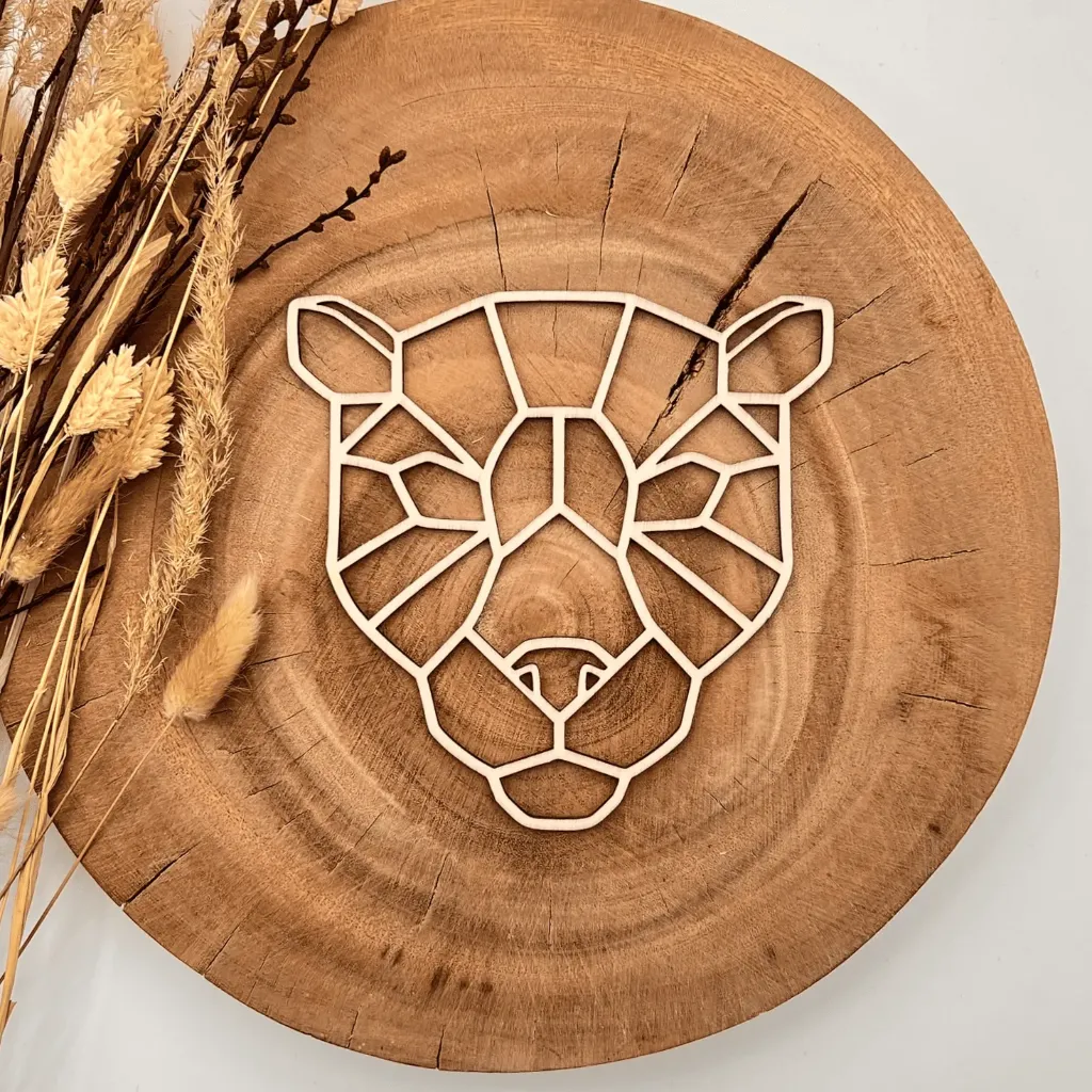 [A00404] Puma Wandbild Holz – für Bilderrahmen (Natur, 15 × 15 cm)