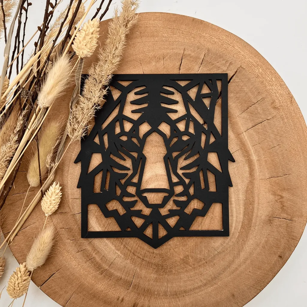 Tiger im Rahmen Wandbild Holz – für Bilderrahmen