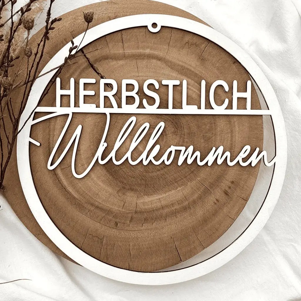 Türkranz aus Holz „HERBSTLICH Willkommen“