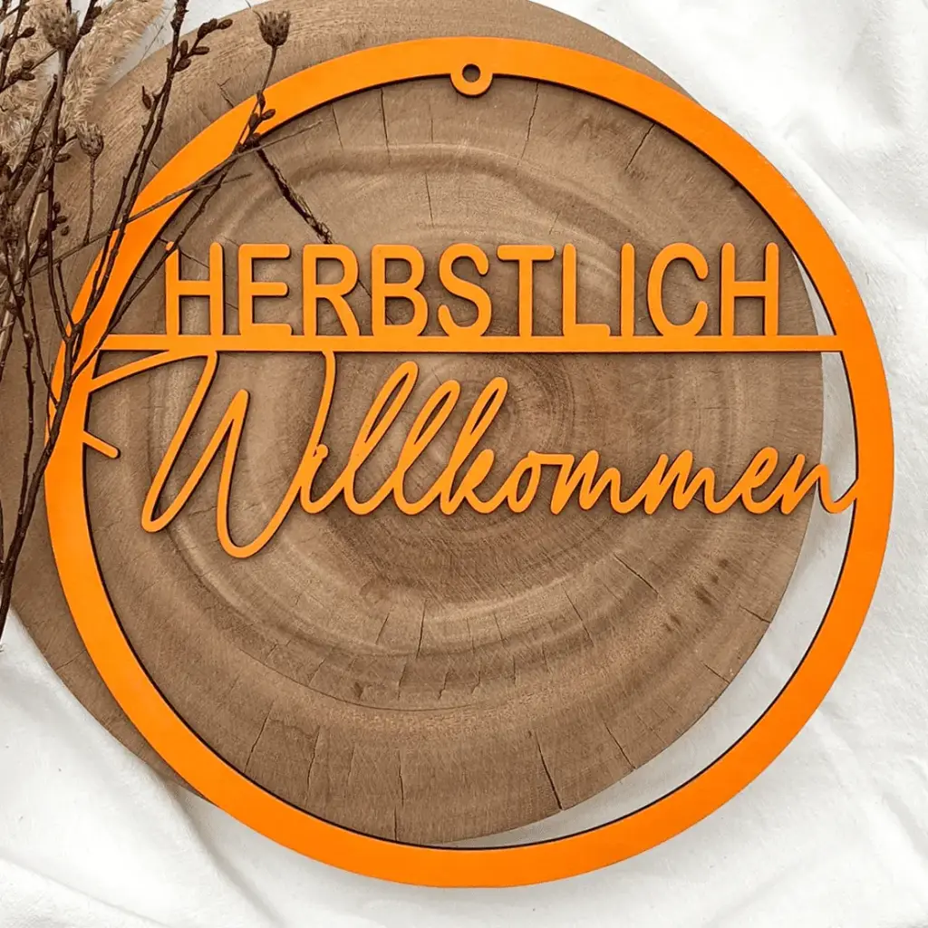 Türkranz aus Holz „HERBSTLICH Willkommen“