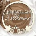 Türkranz aus Holz „HERBSTLICH Willkommen“ mit Herbstmotiv