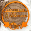 Türkranz aus Holz „HERBSTLICH Willkommen“ mit Herbstmotiv