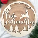 Türkranz aus Holz „Frohe Weihnachten“ mit Rentier