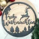Türkranz aus Holz „Frohe Weihnachten“ mit Rentier