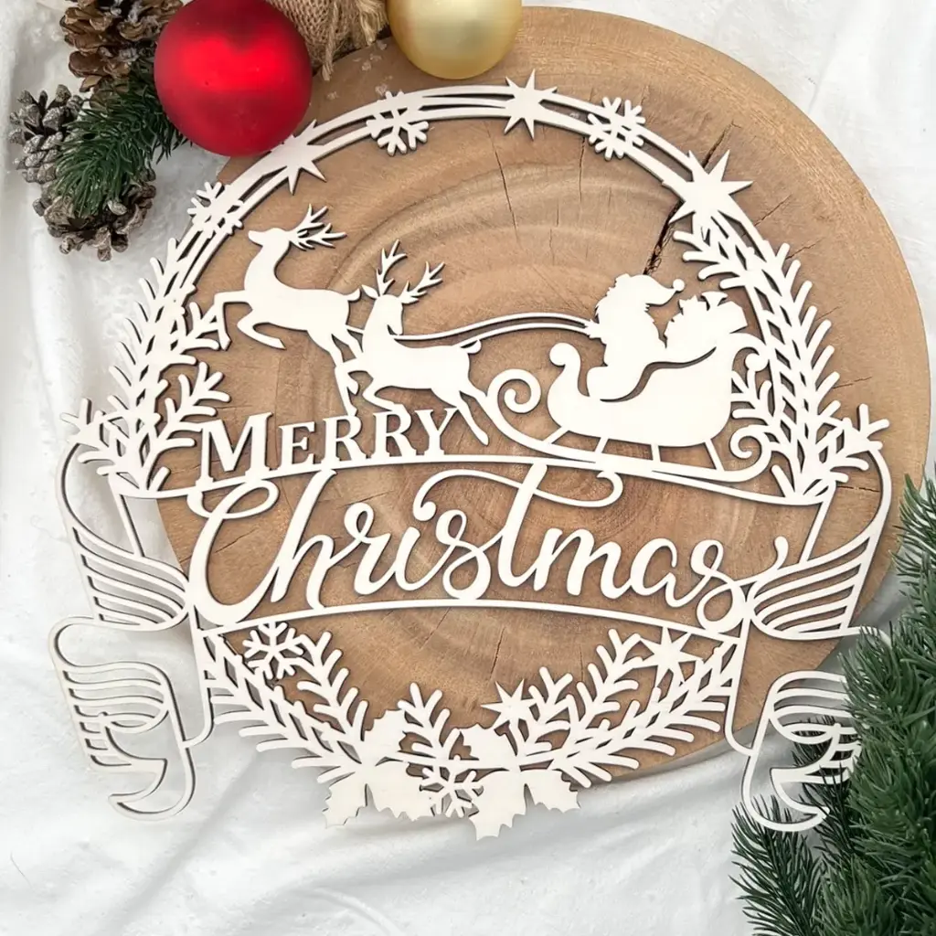 Türkranz „MERRY Christmas“ aus Holz
