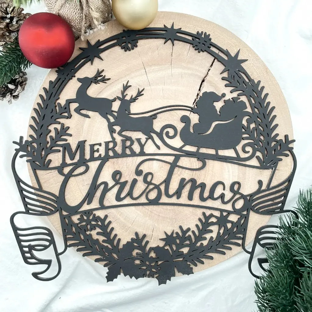 Türkranz aus Holz „MERRY Christmas“