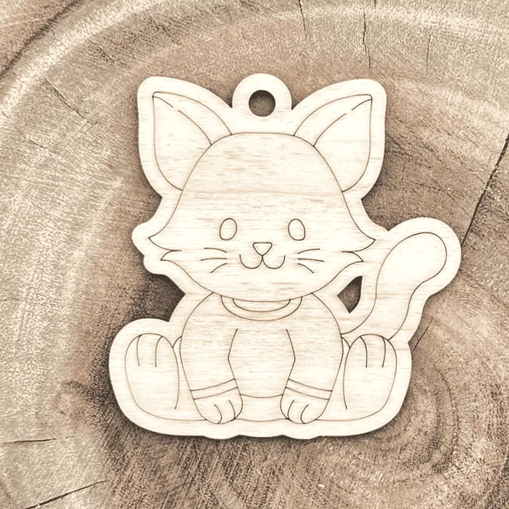 Weihnachtsanhänger aus Holz – Weihnachtskatze zum Anmalen