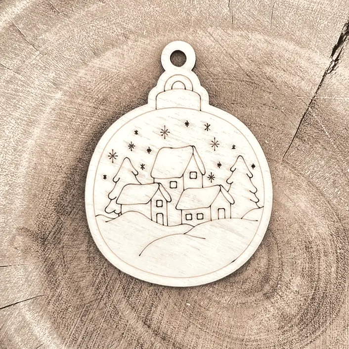 [A01080] Weihnachtsanhänger aus Holz – Winterlandschaft