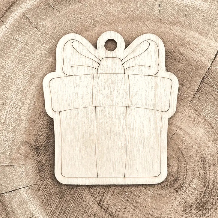 [A01082] Weihnachtsanhänger aus Holz – Geschenkpaket zum Anmalen