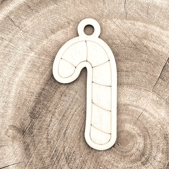 Christbaumschmuck aus Holz - schlichte Zuckerstange zum Basteln & Bemalen