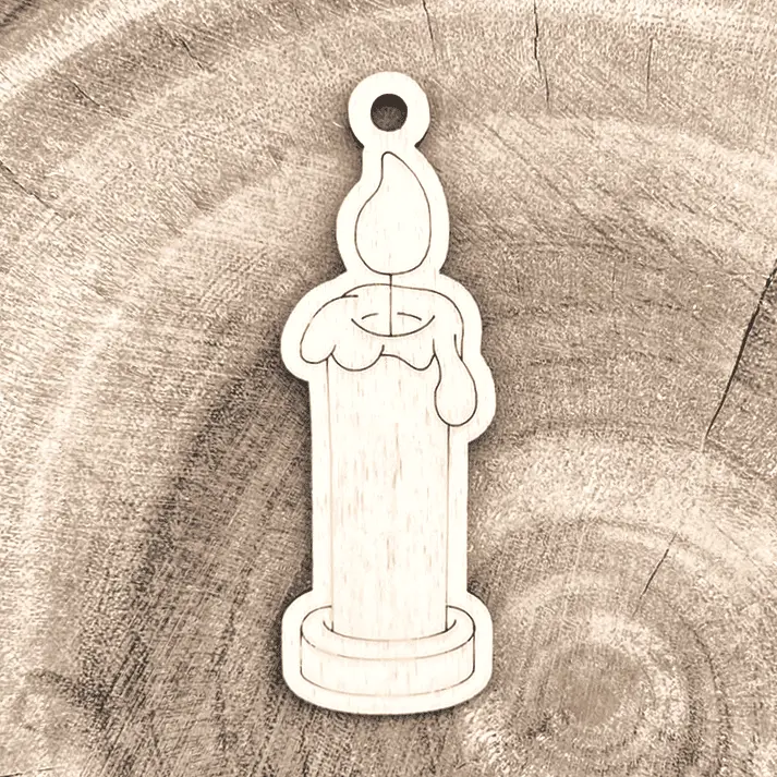 [A01084] Weihnachtsanhänger aus Holz – Weihnachtskerze zum Anmalen