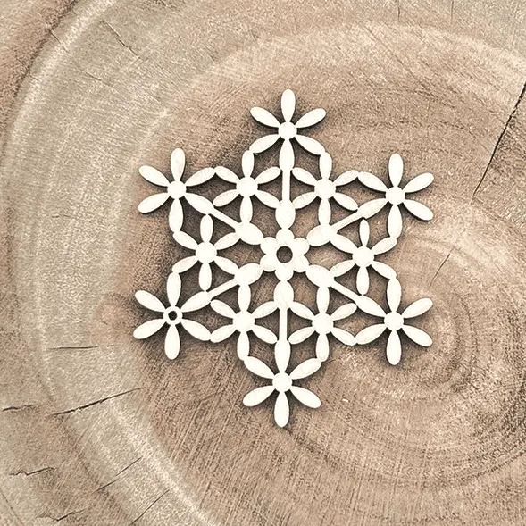 [A01091] Schneeflocke aus Holz – Blumenkristall