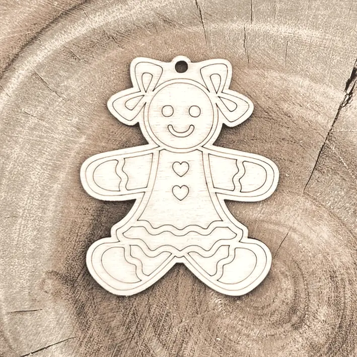 Weihnachtsanhänger aus Holz – Lebkuchenfrau zum Anmalen